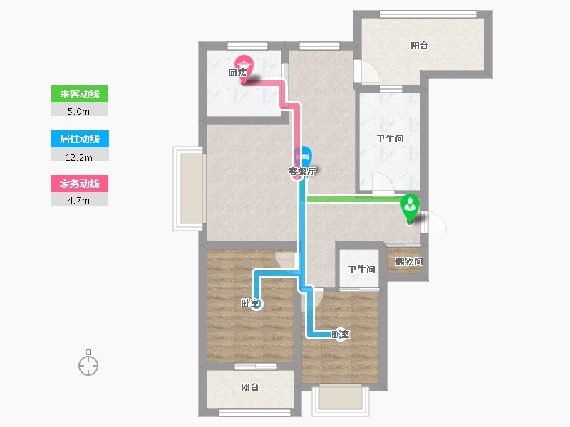 山东省-烟台市-桦林彩雲城-75.20-户型库-动静线