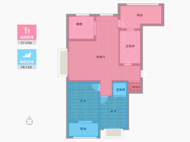 山东省-烟台市-桦林彩雲城-75.20-户型库-动静分区