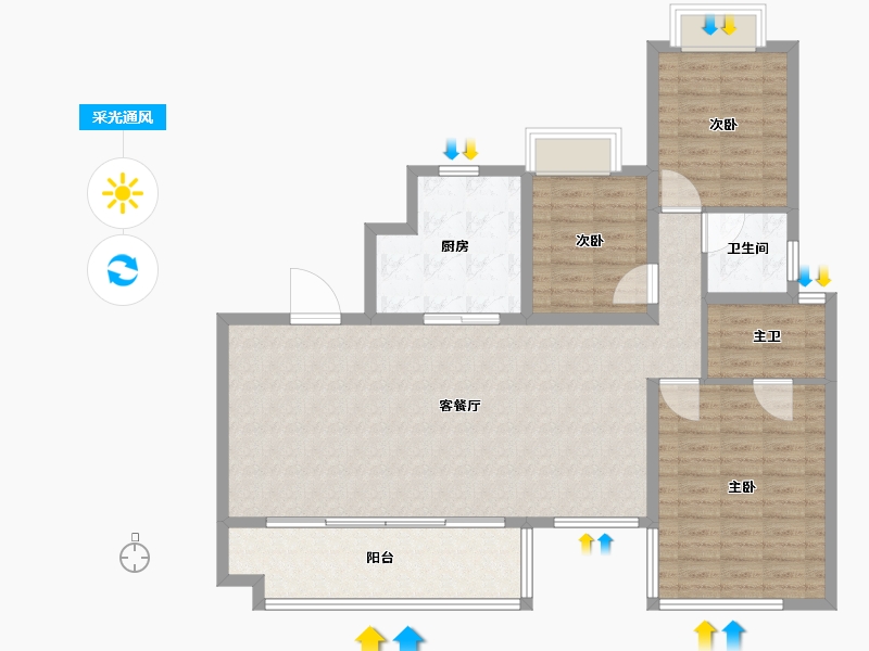 四川省-成都市-桂湖正荣府-112.00-户型库-采光通风