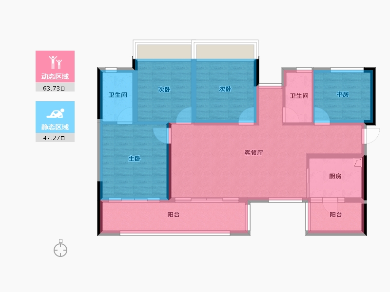 重庆-重庆市-绿地涪陵城际空间站-99.08-户型库-动静分区