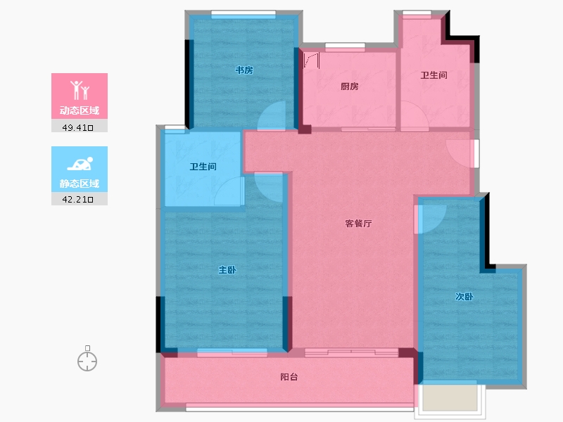 浙江省-金华市-绿城翠湖晓园-81.80-户型库-动静分区