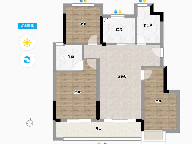 浙江省-金华市-绿城翠湖晓园-81.80-户型库-采光通风