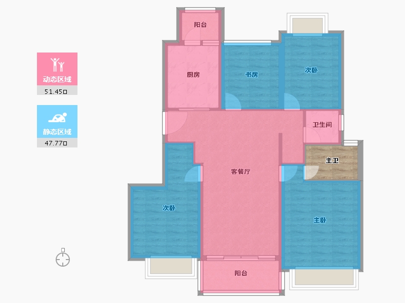 四川省-成都市-桂湖正荣府-92.80-户型库-动静分区