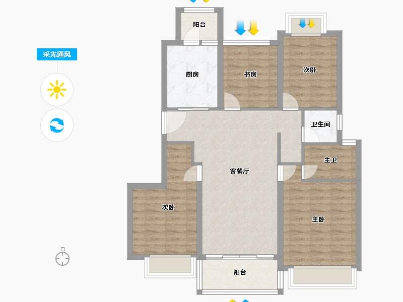 四川省-成都市-桂湖正荣府-92.80-户型库-采光通风