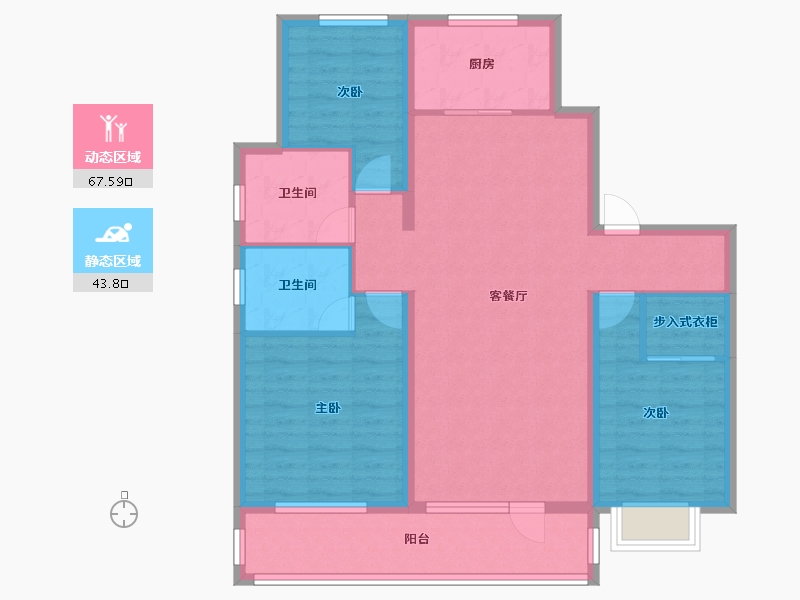 山东省-烟台市-瑞东瑞学府-99.40-户型库-动静分区