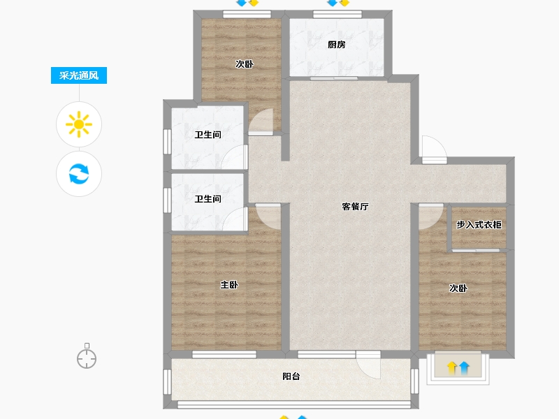 山东省-烟台市-瑞东瑞学府-99.40-户型库-采光通风