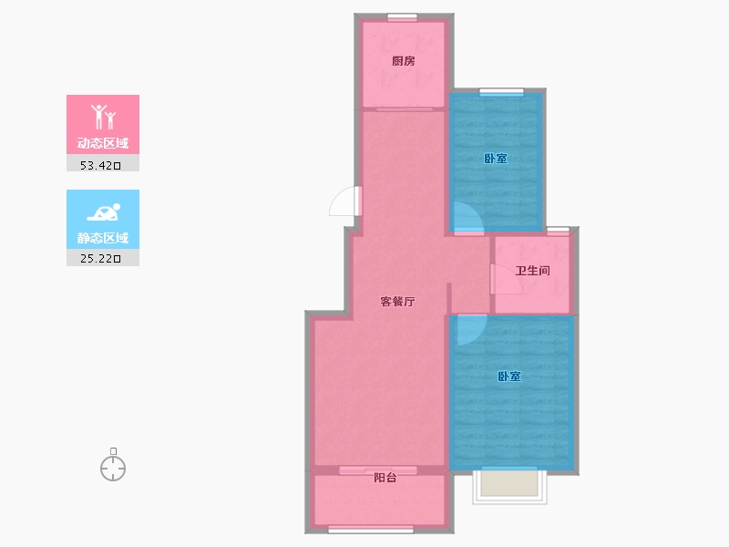 山东省-烟台市-桦林彩雲城-70.40-户型库-动静分区