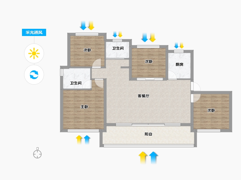 海南省-三亚市-北京城建海云湾-106.77-户型库-采光通风