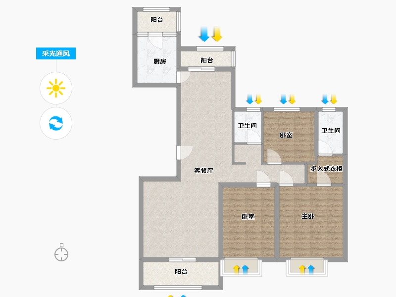 河南省-信阳市-泰岩·锦江城-111.00-户型库-采光通风