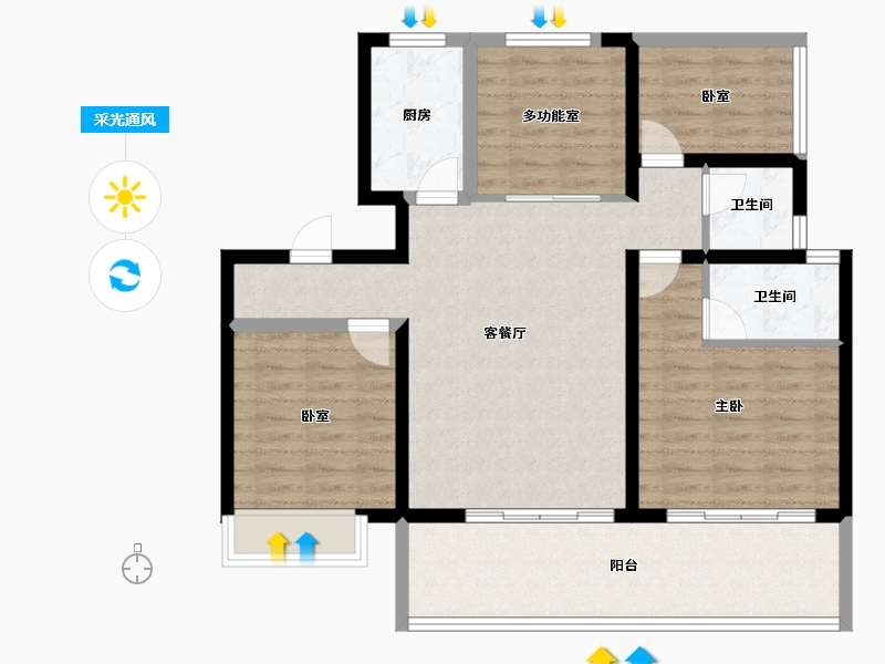 海南省-三亚市-和泓海棠府-97.16-户型库-采光通风