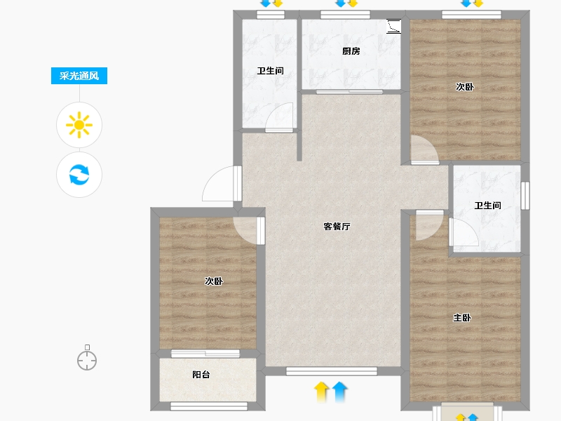 山东省-潍坊市-滨海87号-89.31-户型库-采光通风