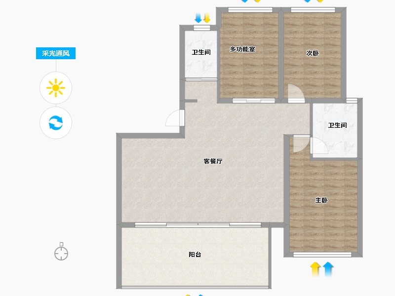 海南省-三亚市-北京城建海云湾-111.41-户型库-采光通风