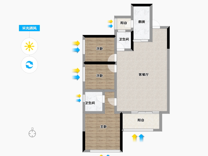 四川省-成都市-隆腾公园城-87.64-户型库-采光通风