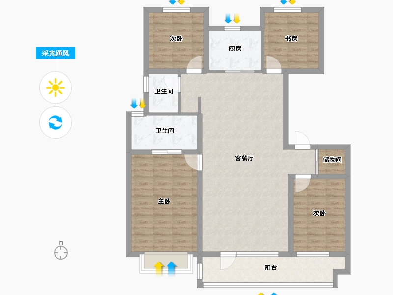 山东省-烟台市-瑞东瑞学府-108.79-户型库-采光通风