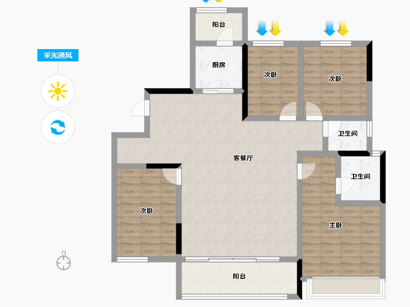 四川省-成都市-隆腾公园城-122.90-户型库-采光通风