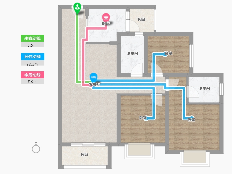 重庆-重庆市-嘉裕国际社区-80.30-户型库-动静线