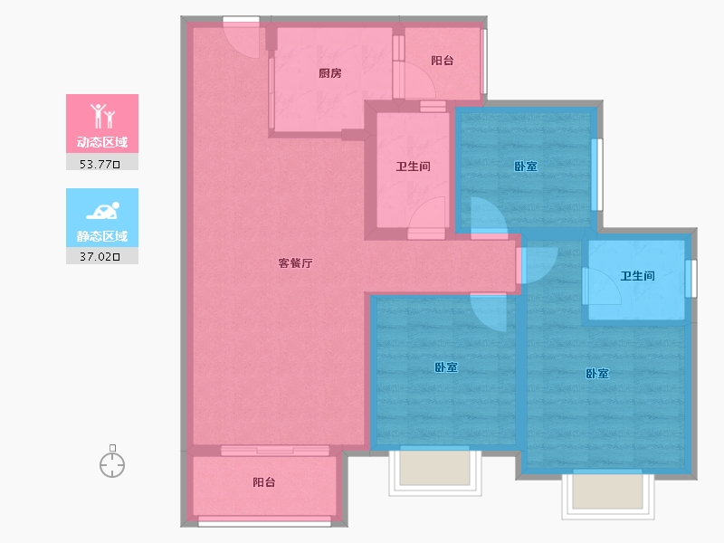 重庆-重庆市-嘉裕国际社区-80.30-户型库-动静分区