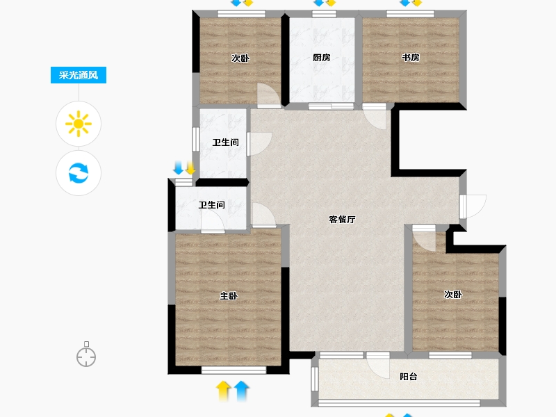 宁夏回族自治区-银川市-中海半岛华府-106.00-户型库-采光通风