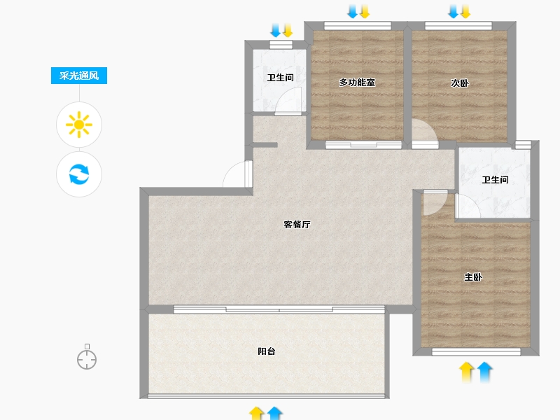 海南省-三亚市-北京城建海云湾-91.65-户型库-采光通风