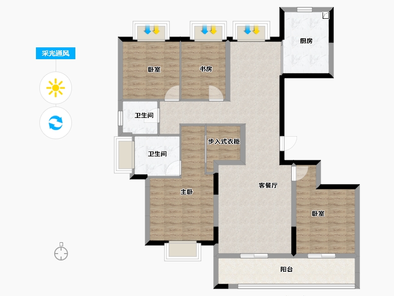 浙江省-杭州市-绿城桂冠东方-115.21-户型库-采光通风