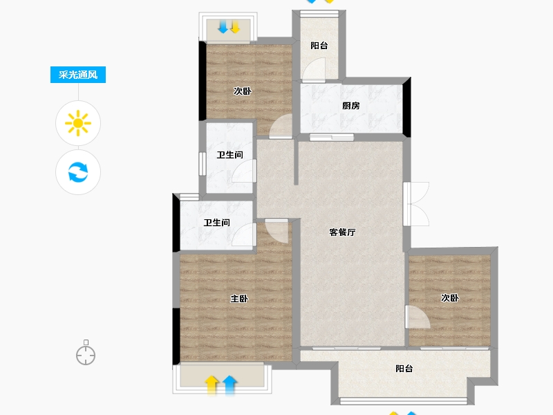 四川省-成都市-东原中业印江洲-87.31-户型库-采光通风