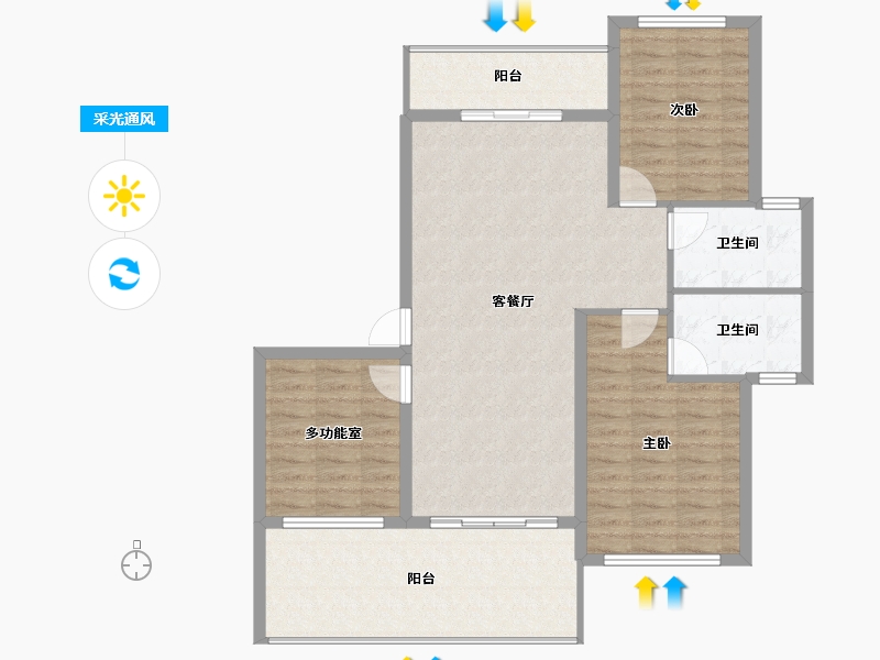 海南省-三亚市-北京城建海云湾-100.42-户型库-采光通风