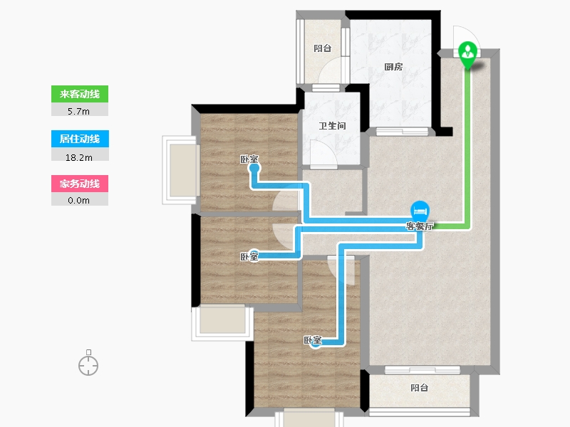 四川省-成都市-沙河斓庭-73.55-户型库-动静线