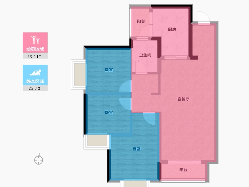 四川省-成都市-沙河斓庭-73.55-户型库-动静分区