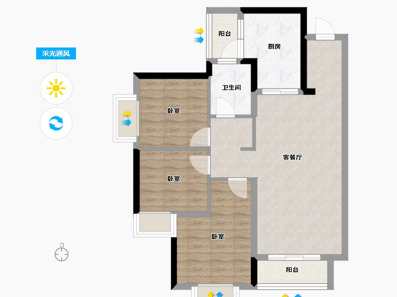 四川省-成都市-沙河斓庭-73.55-户型库-采光通风