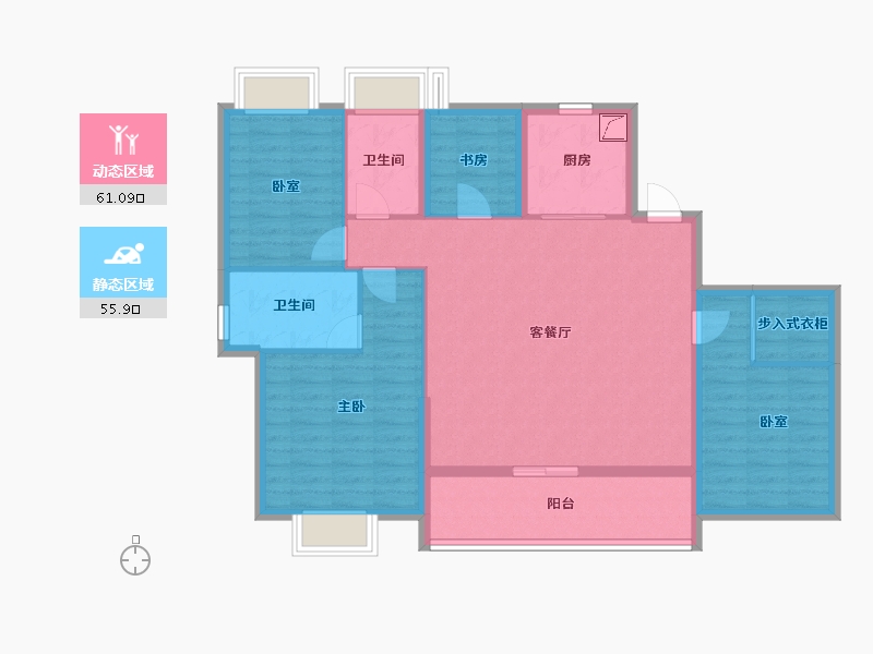 浙江省-杭州市-绿城桂冠东方-105.40-户型库-动静分区