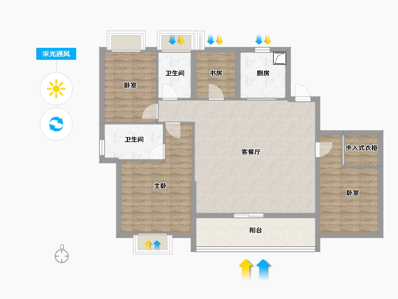 浙江省-杭州市-绿城桂冠东方-105.40-户型库-采光通风