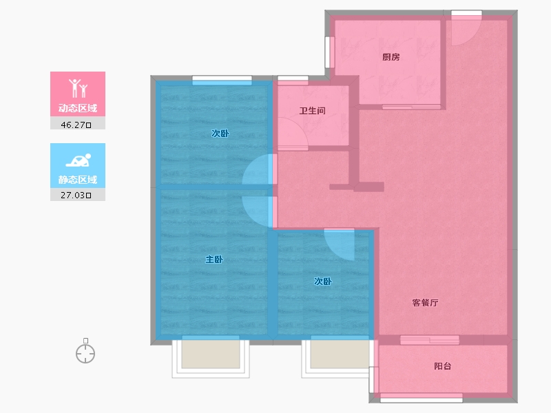 云南省-昆明市-俊发星辰俊园-64.80-户型库-动静分区