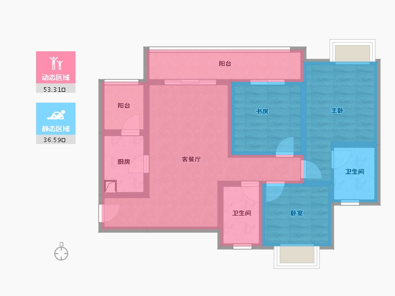 四川省-成都市-辰兴锦城国际-77.90-户型库-动静分区