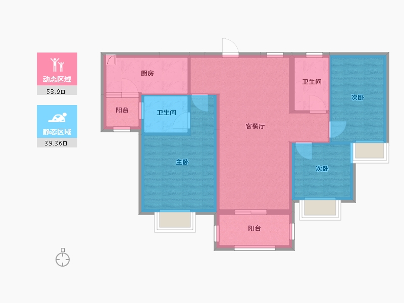 广东省-江门市-美的海棠公馆-80.00-户型库-动静分区