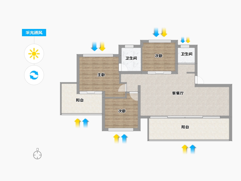 海南省-三亚市-北京城建海云湾-94.55-户型库-采光通风