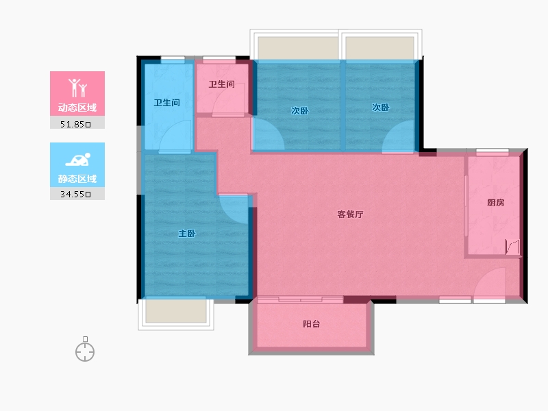 广东省-惠州市-海伦堡臻悦府-78.18-户型库-动静分区