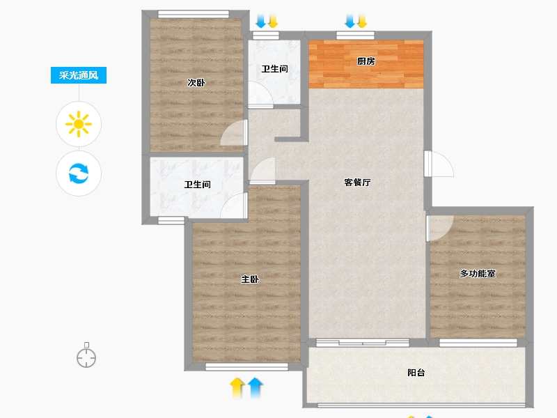 海南省-三亚市-北京城建海云湾-95.02-户型库-采光通风