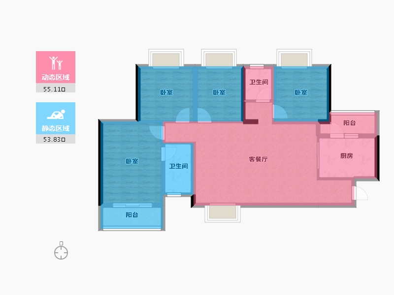 四川省-成都市-沙河斓庭-96.96-户型库-动静分区