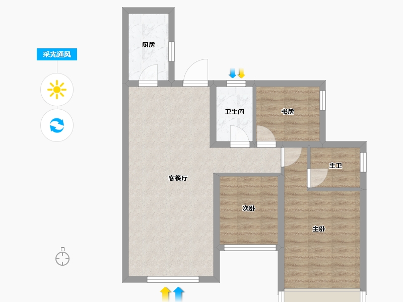 四川省-成都市-汉嘉国际社区-69.49-户型库-采光通风