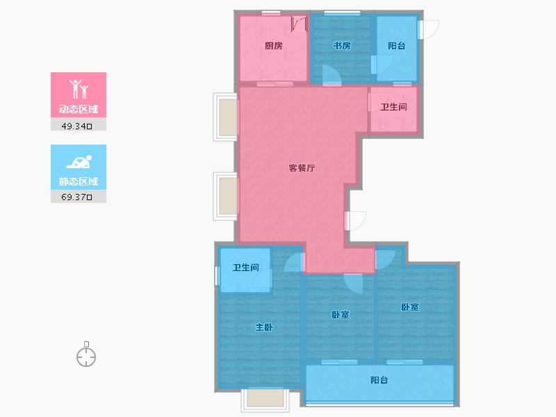 浙江省-杭州市-绿城桂冠东方-106.00-户型库-动静分区