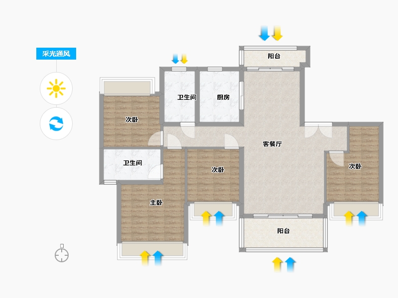 河南省-郑州市-融园-121.00-户型库-采光通风