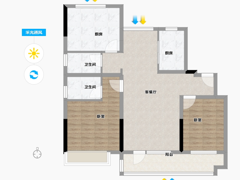 山东省-菏泽市-碧桂园-97.00-户型库-采光通风