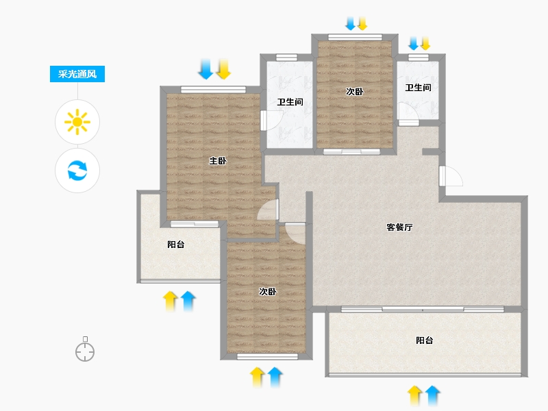 海南省-三亚市-北京城建海云湾-128.57-户型库-采光通风