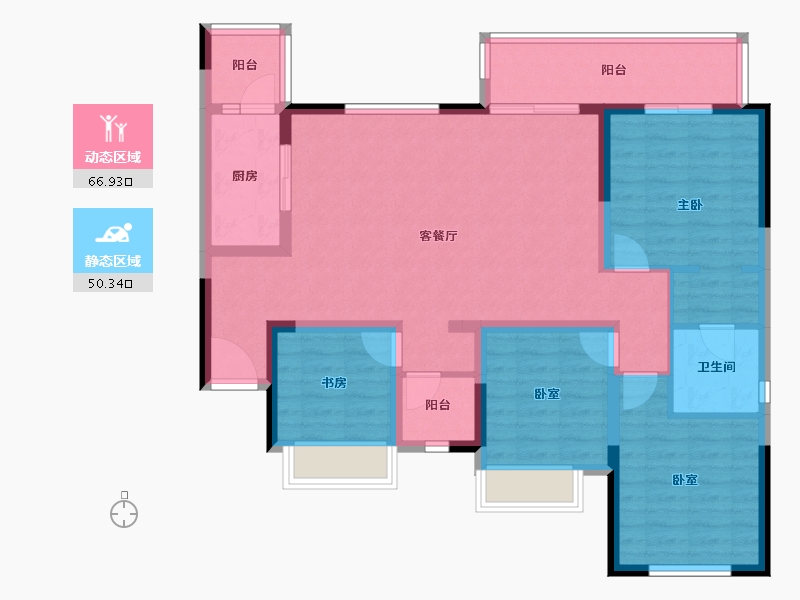 重庆-重庆市-中建御湖壹号-104.43-户型库-动静分区