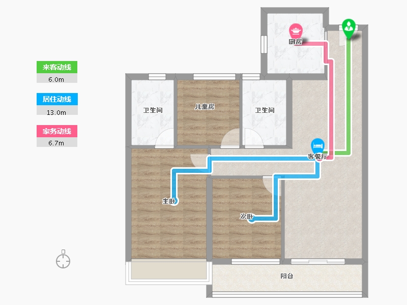 浙江省-宁波市-招商·雍华府-85.67-户型库-动静线