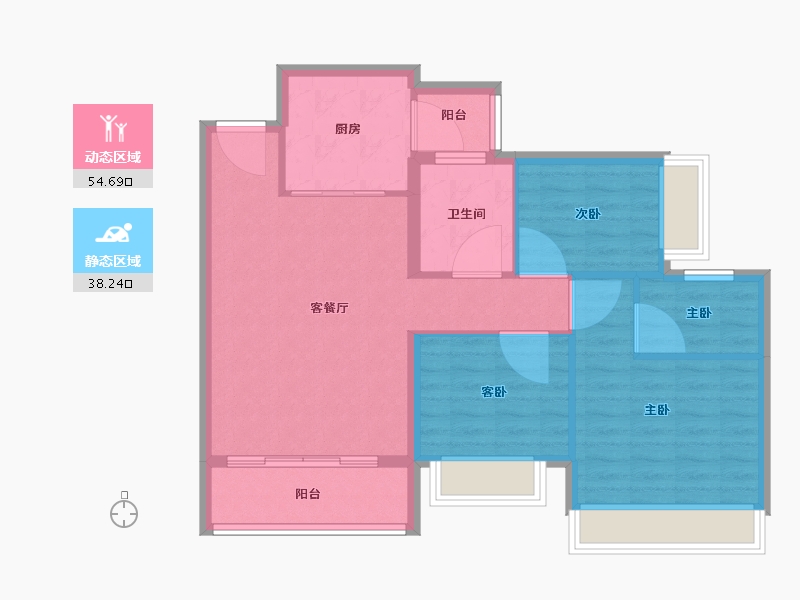 海南省-万宁市-恒大双海湾-84.01-户型库-动静分区