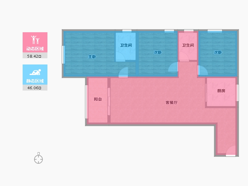 云南省-昆明市-俊发城-93.60-户型库-动静分区