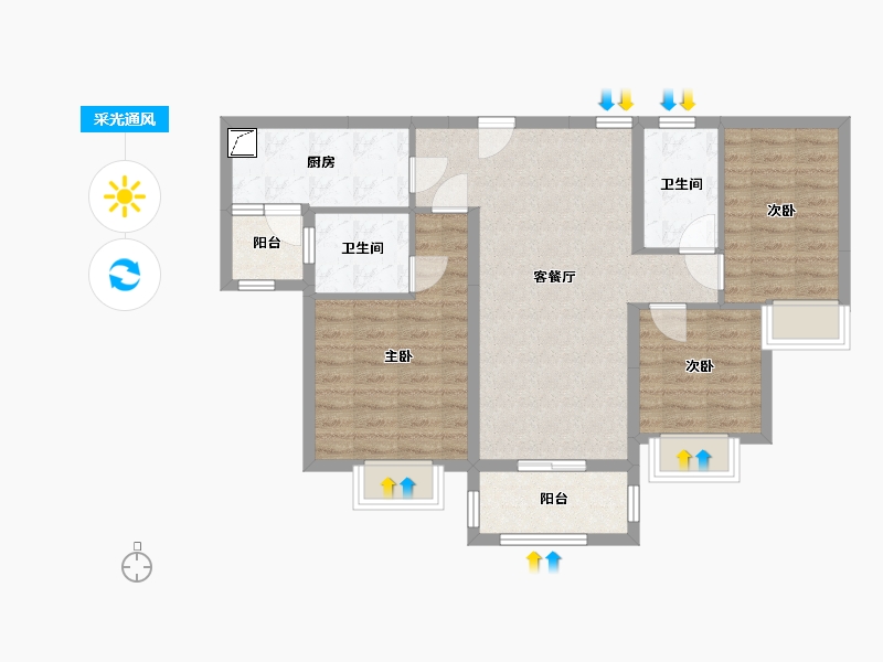 广东省-江门市-美的海棠公馆-80.00-户型库-采光通风