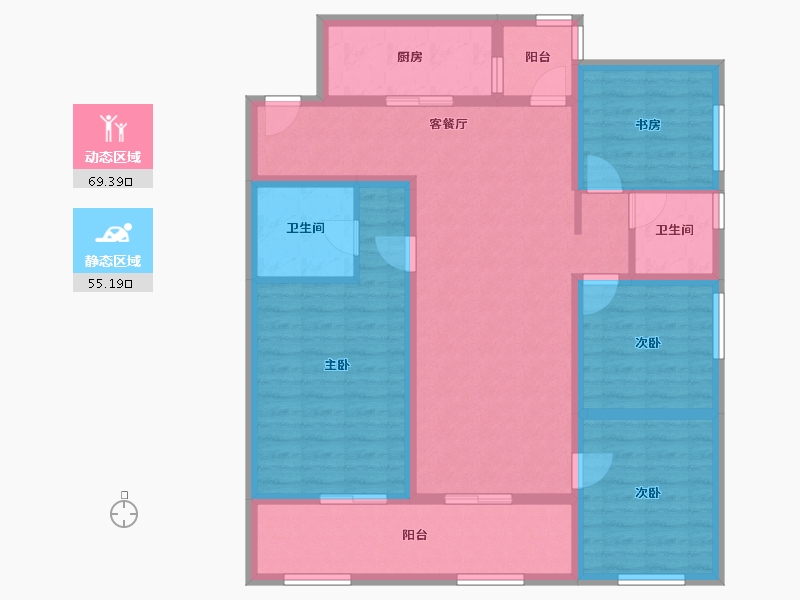 云南省-昆明市-俊发城-110.74-户型库-动静分区