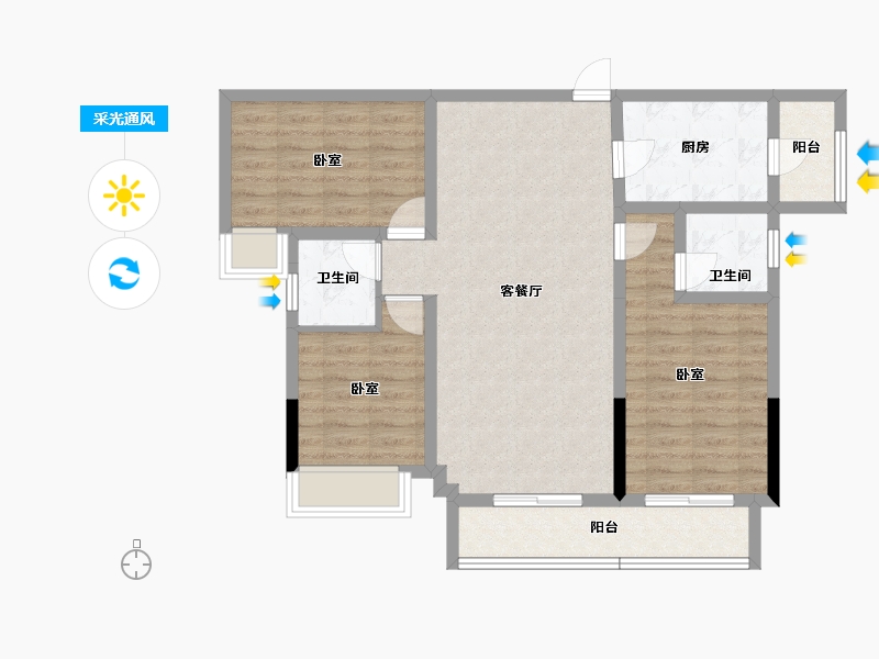 四川省-成都市-炎华置信上林景著-88.28-户型库-采光通风